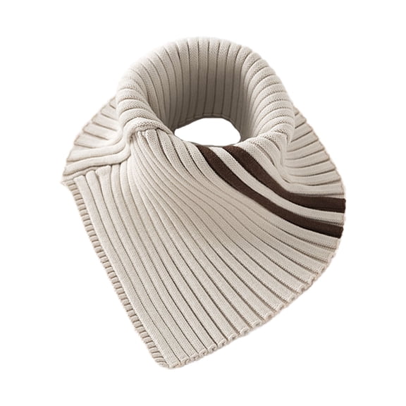 JUNTEX Ladies Winter Turtleneck False Fake Collar Ribbed Knitted Striped Detachable Triangle Scarf Wrap Windproof Stretchy Decorative Neck Warmer