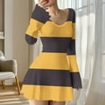 thumbnail image 2 of Fewfanhot Midi Dresses for Women Sweater Dresses Long Sleeve Color Block A Line Mini Dress Fall Spring Party Outfits, 2 of 5