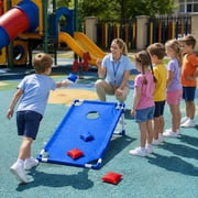 Portable Cornhole Board Set with 6 Bean Bags Corn Hole Toss Game Cornhole Games for Indoor and Outdoor Parties, Ideal for Kids, Adults, Camping Travel, Parties, Beach, Yard (Blue)