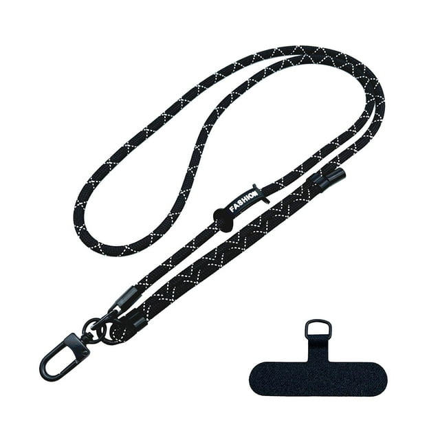 Milaget Phone Lanyard Adjustable Strap Anti Loss Multipurpose Hands Phone Charm Black