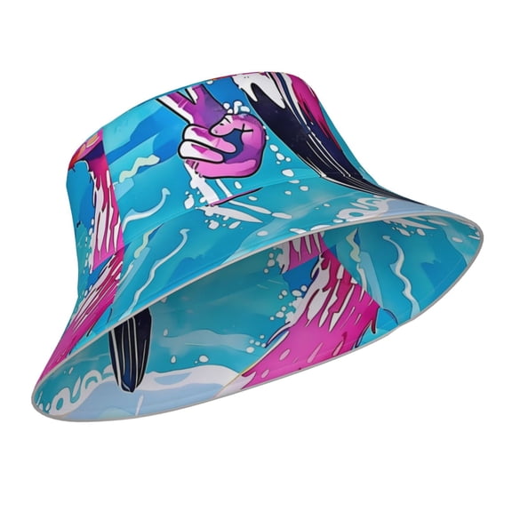 Kdxio Reflective Bucket Hat - Tropical Flamingo Summer Print Bucket Hat for Men,Women