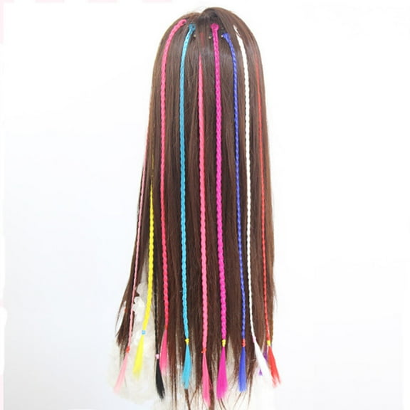TEHAUX 12Set Braided Wig Woman Braid Extensions Assorted Color Polymer Non-Damaging For Women Holiday Events