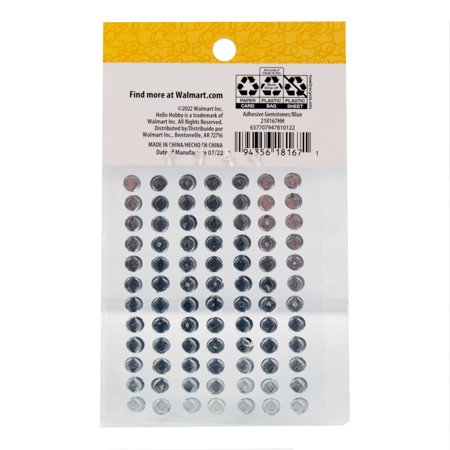 Hello Hobby Frost Blue Adhesive Gemstones, 84-Pieces