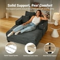 thumbnail image 3 of Amsleekey Chaise Lounge Chair with wood frame, 64" Oversized, 4 Storage Pockets, 2 Cup Holders, 4 Pillows for Living Room, Bedroom, Corduroy Grey, 3 of 11