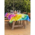 thumbnail image 4 of Rectangle Outdoor Tablecloth With Umbrella Hole And Zipper– Abstract Ethnic Tie Dye Art Waterproof Patio Table Cover for Party, Picnic, Backyard, 60"x84" , Colorful, 4 of 8