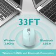 thumbnail image 3 of Wireless Mouse Dual-Mode Bluetooth 5.0/3.0 Wireless 2.4G Computer Mouse Optical Silent Mice with USB Receiver 3 Adjustable DPI I for MacBook Laptop N, 3 of 4
