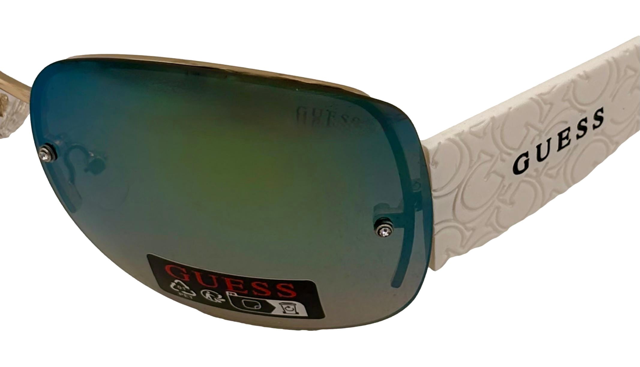 Guess Mens Rectangle Rimless Sunglasses, Smoke Mirror Lens. GO00034. 32X