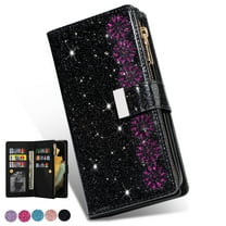 Dteck for Samsung Galaxy S23 FE Case, S23 FE 5G Wallet Case for Women Men with Card Holder Zipper Wristlet Luxury PU Leather Case for Samsung Galaxy S23 FE,Black