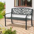 thumbnail image 1 of Outdoor Park Bench Patio Garden Bench Metal Porch Bench 50" Length 400 LBS Weight Capacity for Yard, Patio, Garden, Work Entryway, Green, 1 of 7