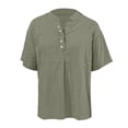 thumbnail image 5 of TrendOFT Womens Pullover Tops Solid Color Loose Fit Stand Collar Short Sleeve Casual Daily Soft Tops Army Green L, 5 of 5