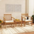thumbnail image 2 of Costway 3 PCS Patio Wood Furniture Set Acacia Wood Chairs & Coffee Table with soft Cushions White, 2 of 9