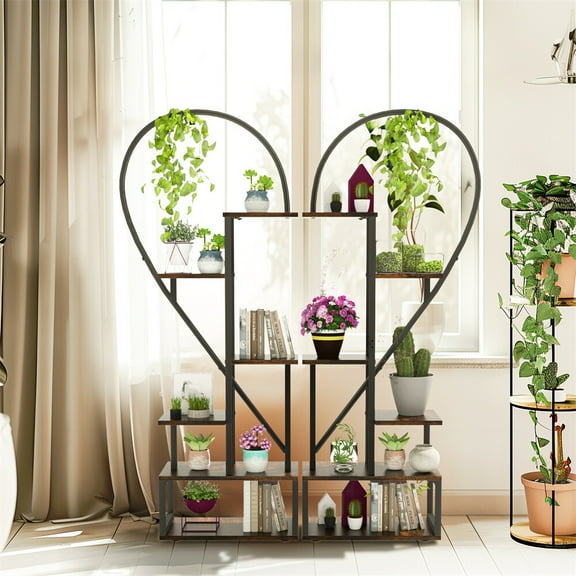 Wubio  2-pack Half Heart Shape Plant Stand Heavy Duty Planter Rack for Home Office Deco