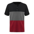 thumbnail image 6 of WREESH Men's Casual Patchwork Pullover for Fitness and Sports, Color Block Short Sleeve Button Pullover with a Sport Tops Wine, 6 of 7
