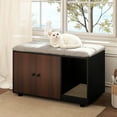thumbnail image 2 of Costway Wooden Cat Litter Box Enclosure, Hidden Litter Box Furniture with Scratching Board Black, 2 of 10