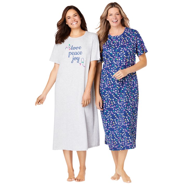 Dreams & Co. Women's Plus Size 2Pack Long Sleepshirts Nightgown