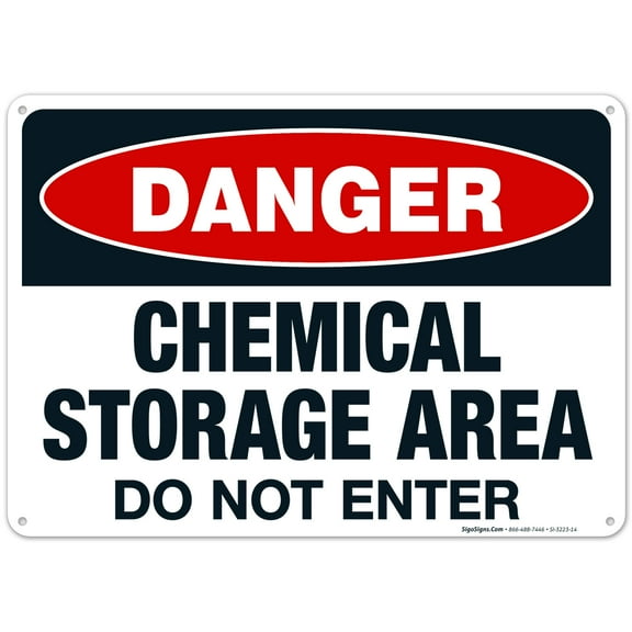 Danger Chemical Storage Area Sign, Do Not Enter, Osha Sign, 10x14 Aluminum
