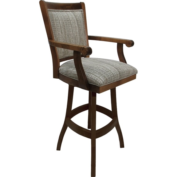 Swivel Wood Counter Stool Mango 26" Seat - Tan Fabric - Brown