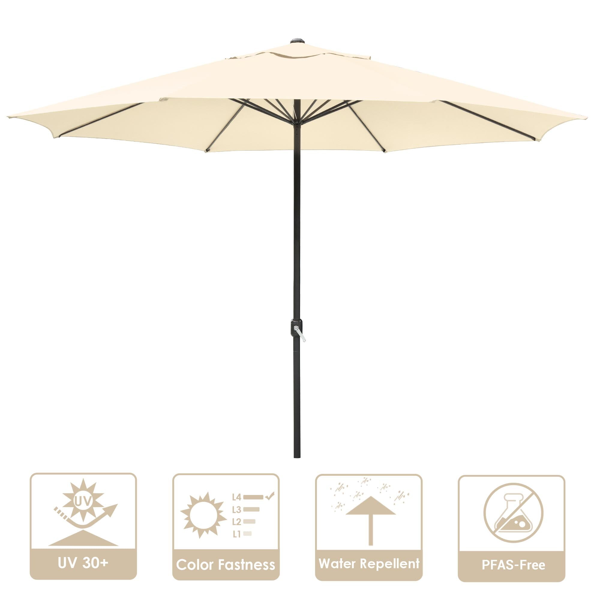 Yescom 13FT Aluminum Patio Umbrella 8-Rib Heavy Duty Table Parasol Crank Outdoor Garden Deck Beach Furniture