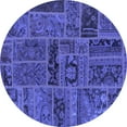 thumbnail image 1 of Ahgly Company Indoor Round Patchwork Blue Transitional Area Rugs, 3' Round, 1 of 4
