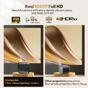 XGODY A6 Native 1080P Smart Projector with WiFi and Bluetooth, Auto-Focus & Rotatable Stand, Black, 1 Count
