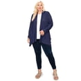 thumbnail image 4 of Women's Plus Size Casual Long Sleeve Draped Open Front Solid Cardigan XL-4XL, 4 of 5