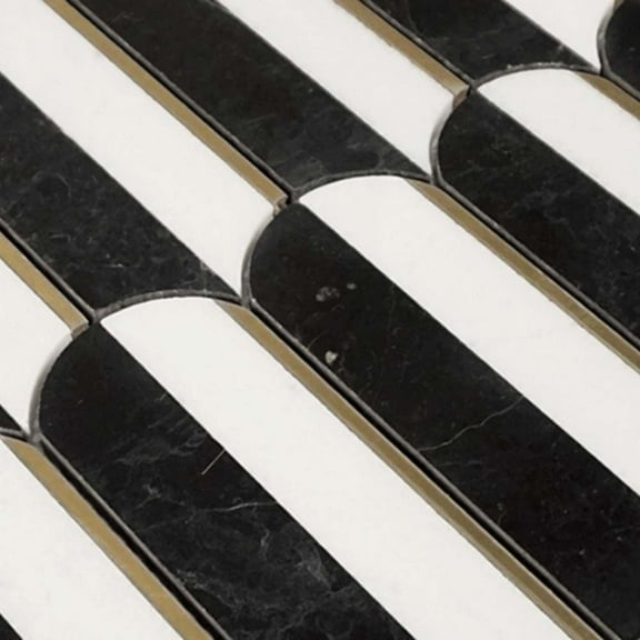 The Tile Life Mad Decade 12" x 12" Black Marble Mosaic Wall Tile 1 Sheet