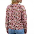 thumbnail image 4 of Women's Cardigan Long Sleeve Lightweight Fun Christmas Print Jacket with Button Front for Holiday Fashion and Casual Wear,Pink,2XL, 4 of 7