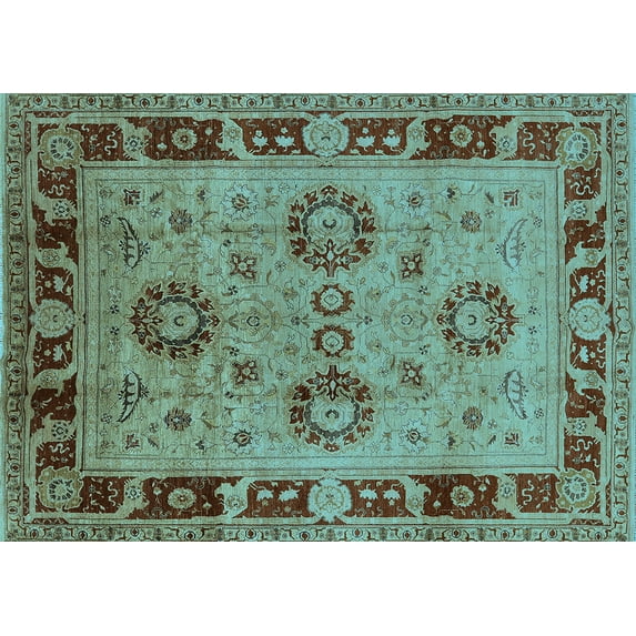 Ahgly Company Indoor Rectangle Oriental Light Blue Industrial Area Rugs, 5' x 7'