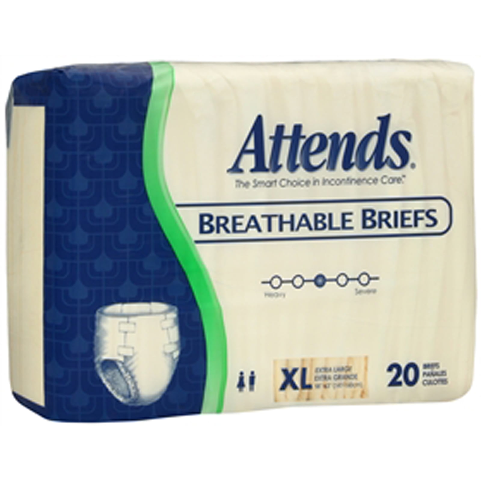 Attends Breathable Briefs, Extra Large, 20 Count, 3 Pack - Walmart.com