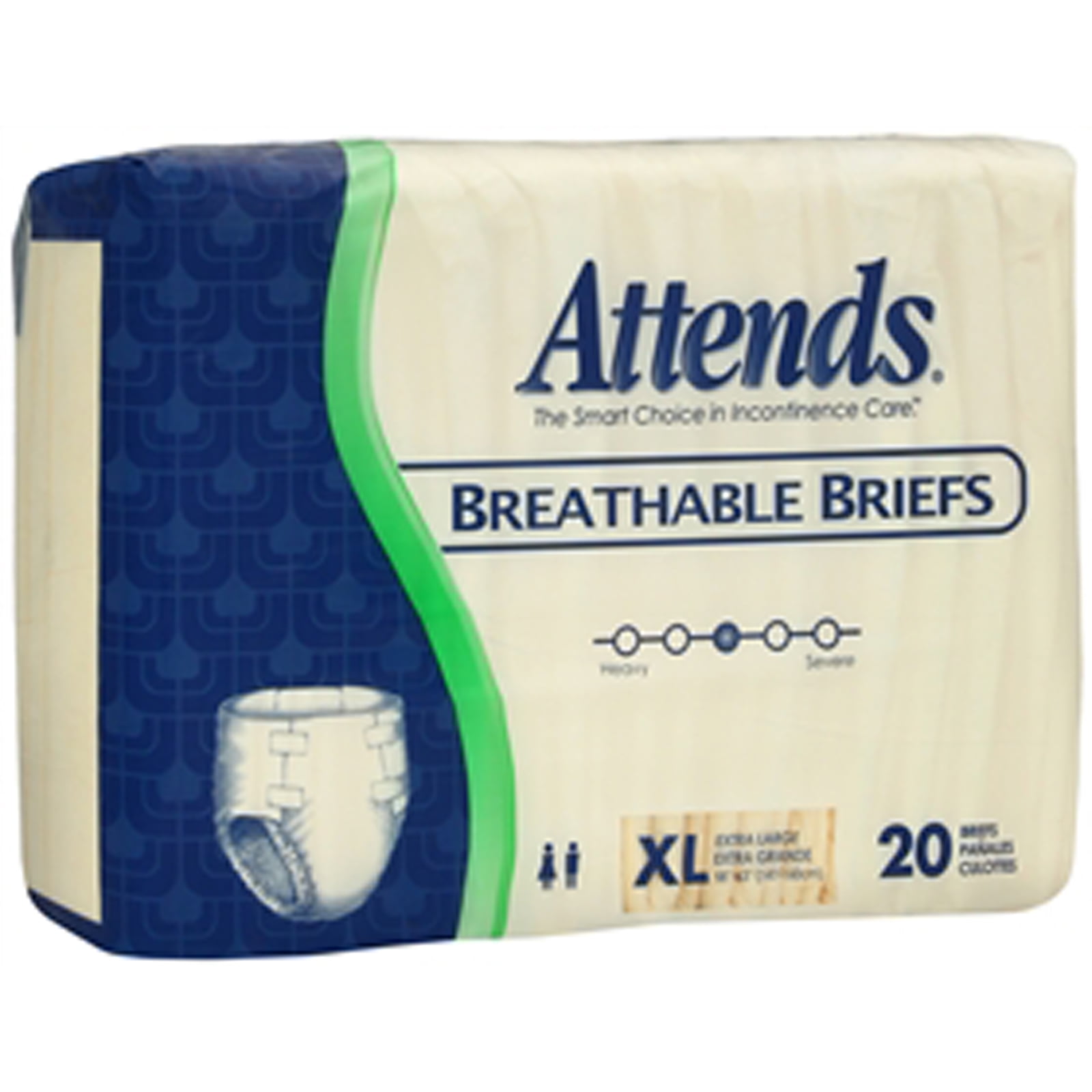 Attends Breathable Briefs, Extra Large, 20 Count, 3 Pack