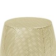 thumbnail image 6 of Holaki Outdoor Side Table Set of 2,Lace Cut Hollow Iron Side Table,Patio Garden Stool Coffee End Table,Round Drum Side Table,Metal Decorative Garden Stool for Patio,or Balcony,Gold, 6 of 8