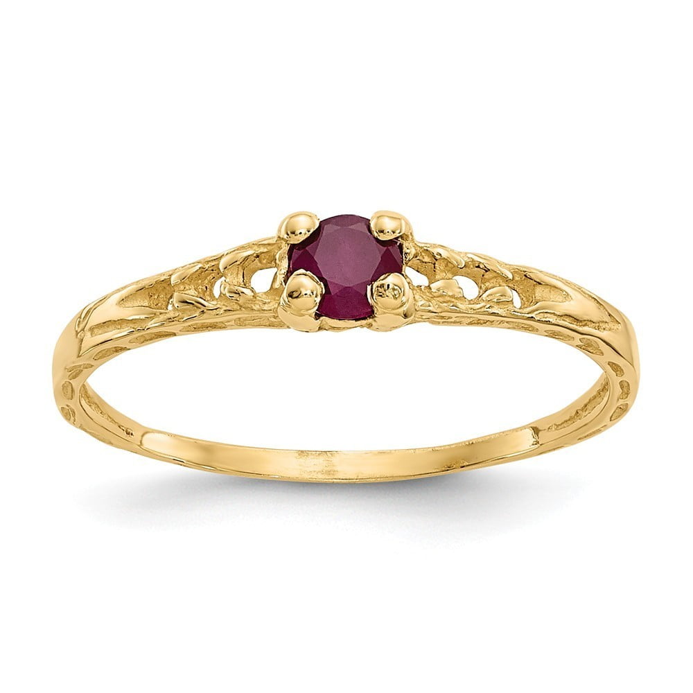 Jewelry 14k Yellow Gold 3mm Ruby Childrens Ring Size 3 Walmart