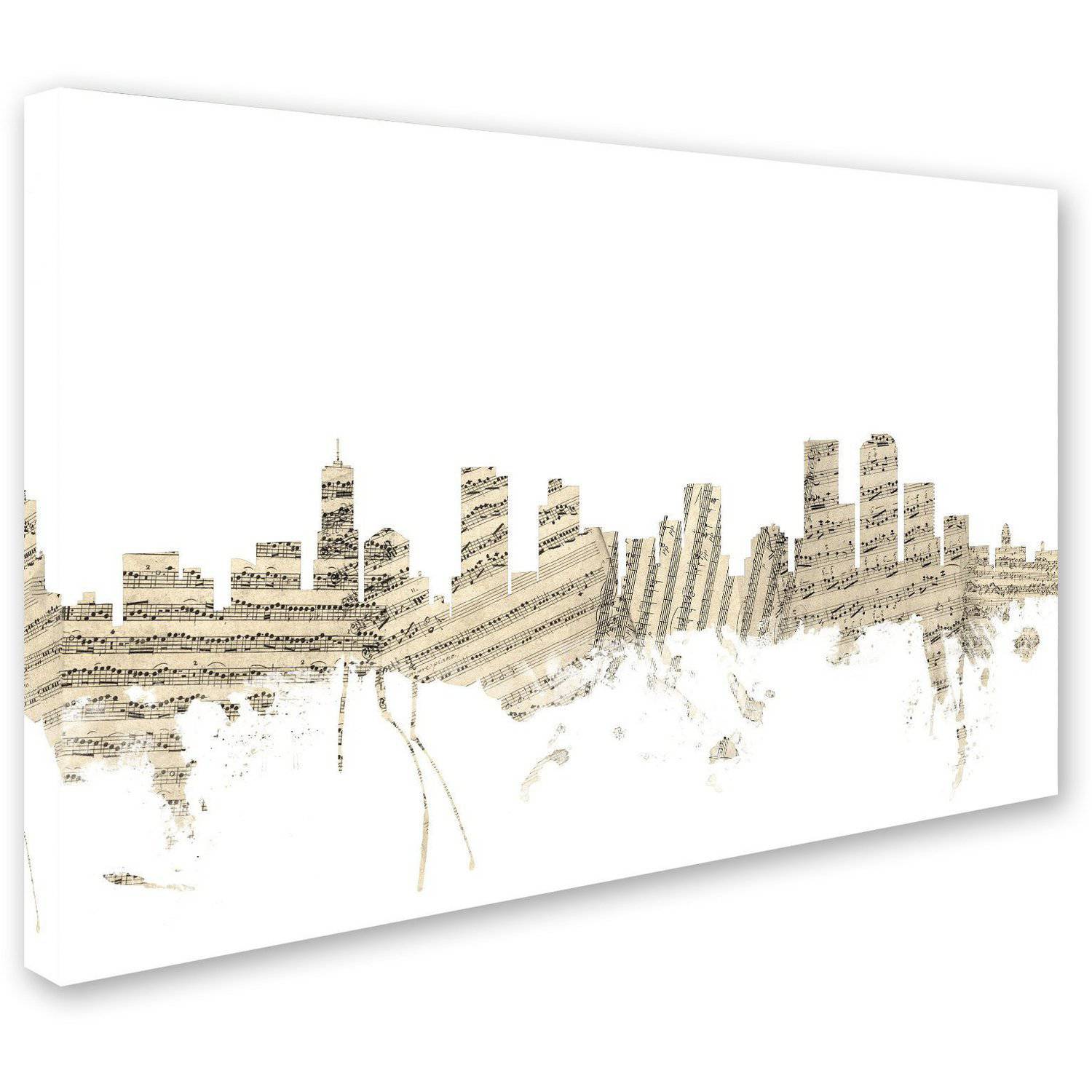Trademark Fine Art "Denver Colorado Skyline Sheet Music II" Canvas Art by Michael Tompsett