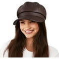 thumbnail image 2 of Womens PU Leather Newsboy Cap 8 Panel Paperboy Newsie Cap Bakerboy Beret Cabbie Hat, 2 of 6