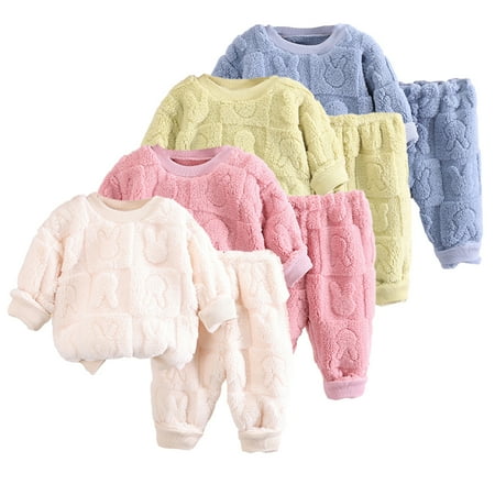 

Esaierr Toddler Baby Boys Girls Daily Pajamas Pyjamas Sleepwear Sets 2PCS Padded Crewneck Jammies Pjs Outfit Autumn Winter Loungewear Long-Sleeved Suit 1-5Y