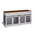 thumbnail image 6 of Garvee 71" Dog Crate Furniture for 2 Dogs, Large Kennel with 4 Storage Drawers, Metal Mesh Sliding Door and Movable Feeding Bowl - Multifunctional End Table & TV Stand for Living Room, 6 of 8