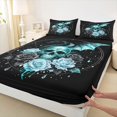 thumbnail image 4 of Homewish Gothic Skull Dragon Bed Sheets,Rose Floral Full Size Sheets,Light Green Halloween Decor,4pcs,1 Flat Sheet, 1 Fitted Sheet and 2 Pillowcases, 4 of 6
