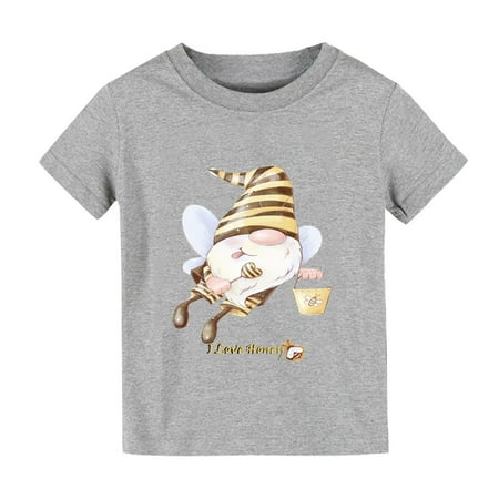 

HIBRO Boys And Girls Bee Festival Fairy Cartoon Print I LOVE HONEY! Print Honey Short Sleeved T Shirt 1 To 10 Years Old Children Little Girls Tube Top Crop Tops for Kid Girls