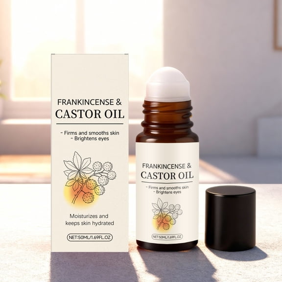 Castor Oil Roll On & Frankincense Essential Oil 50ml, Soothing Roll On Castor Oil For Dry & Sensitive Skin, Portable Skin Care Solution