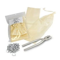 The Sausage Maker - Salami Sausage Casing Kit, Tied and Looped 76mm (3) Dia. x 24 Clear Fibrous Casings (20ct) with Sausage Pliers and Casing Rings