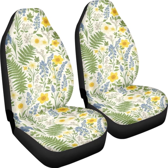 chaqlin Flower Car Front Seat Covers for Women 2PCS Auto Seat Protector Seat Cushion Full Cover Fit Most Car Truck SUV Van