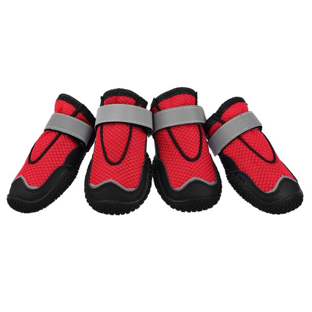 Botas protectoras para perros , juego de 4 orificios transpirables y antideslizantes, 3 tamaños / 2 Rojo 8 Yuyangstore Botas para mascotas