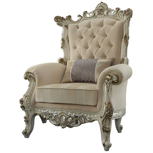 ACME Chaise d'Appoint Picardy II avec 1 Coussin en Tissu et Perle Antique