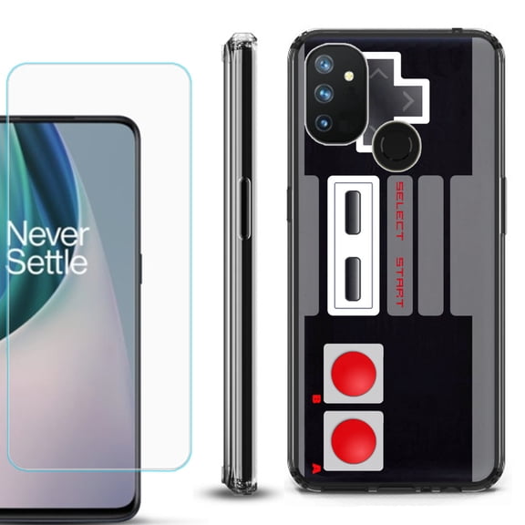 Shockproof Bumper Phone Case for OnePlus Nord N100, with Tempered Glass Screen Protector, by OneToughShield ® - Game Controller