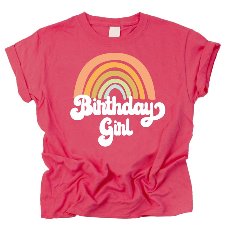 Retro Rainbow Birthday Girl Colorful Shirts for Baby and Toddler Girls