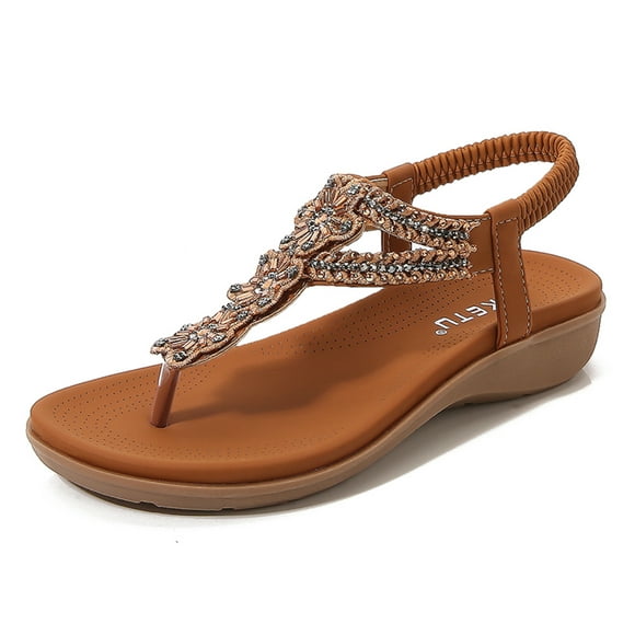 CAICJ98 Sandals Women Womens Summer Sandals Air Cushion Flip Flops Casual Indoor Arch Support Shoes Classic Leather Dress Beach Comfort Walking Slides,Brown