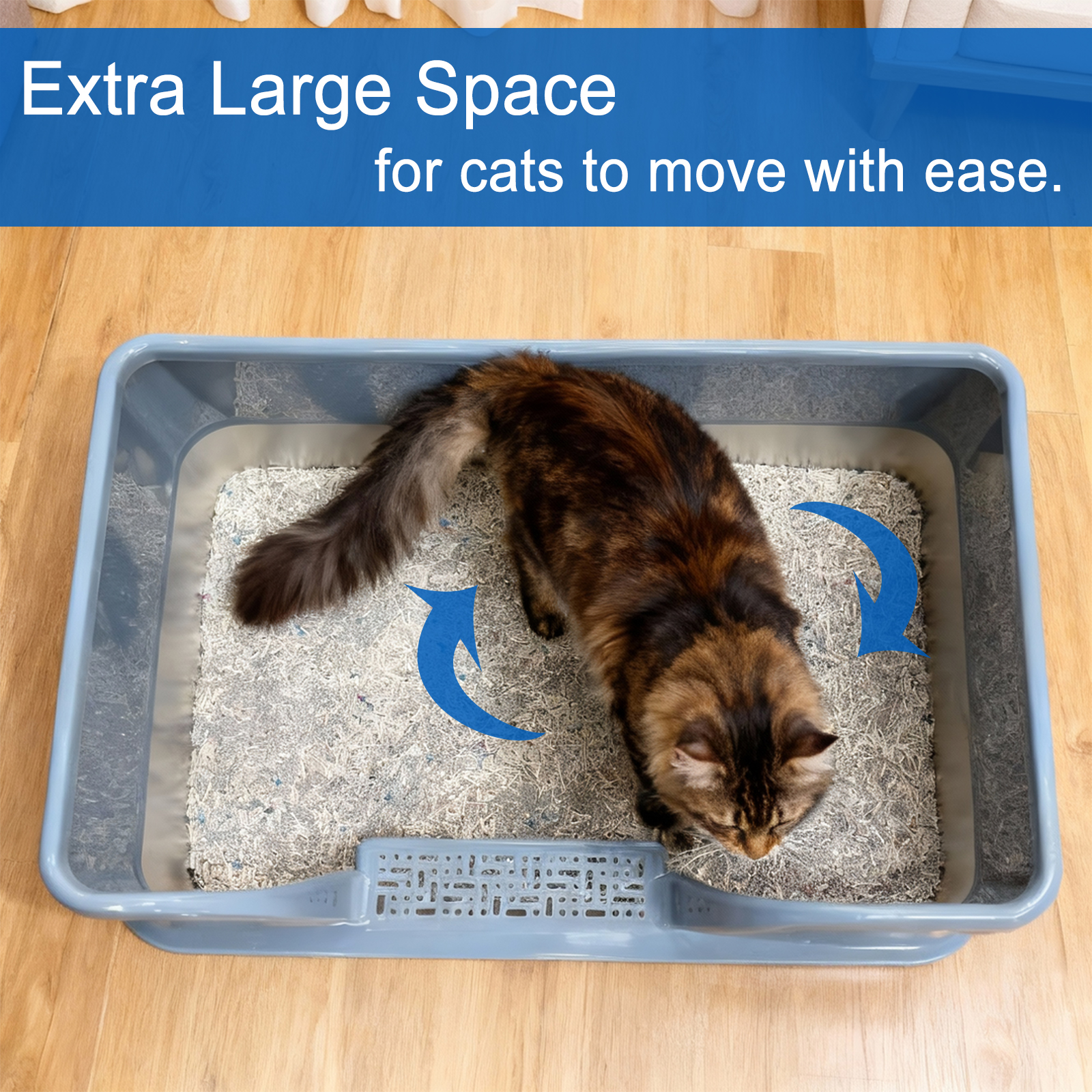 2 Pack Stainless Steel Cat Litter Box with High Sided Lid, 23.6" L x 15.8" W x 11.8" H - XL Metal Litter Box Pan for Big Cats, High Wall Enclosure, Non Stick, No Smell, Easy to Clean, Scoop Included