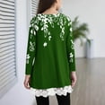 thumbnail image 4 of aohooy Girls Tops Full Sleeve Long Sleeve Crewneck Tunic Lace Trim Hem Blouses Cute Boho Fall Pullover Printed Loose Soft Tees Army Green,12-13Years, 4 of 6