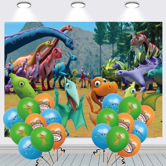 Dinosaur Train Taspestry Poster Banner Backdrop Background Birthday Balloons Party Supplies Wall Decor
