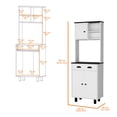 thumbnail image 6 of Cterwk 1 Drawer Kitchen Pantry Cabinet with Open Shelf, White + Dark Brown, 6 of 6